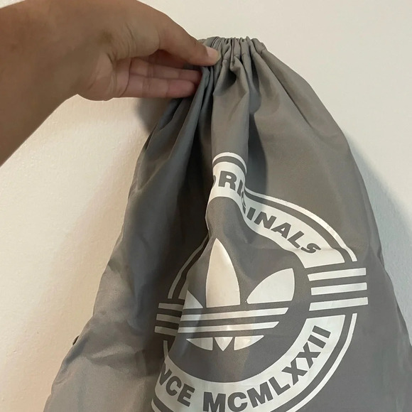 Adidas Originals Gray Drawstring Backpack with Side Zipper Pocket - Picture 8 of 8